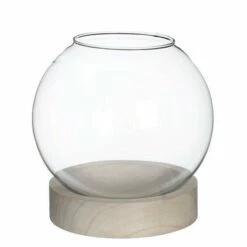 WabiKusa Ball Vase With Wooden Base