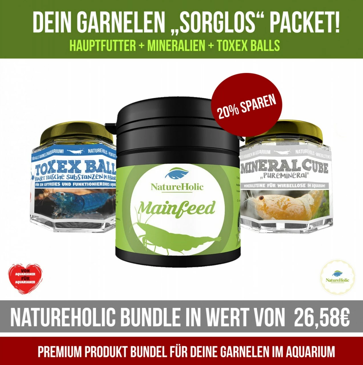 NatureHolic - Shrimp "Carefree" Package - Mainfeed - 30g / Mineralcube "Pure" - 47ml / ToxEx Balls - 2 NatureHolic - Shrimp "Carefree" Package - Mainfeed - 30g / Mineralcube "Pure" - 47ml / ToxEx Balls - – Bild 2